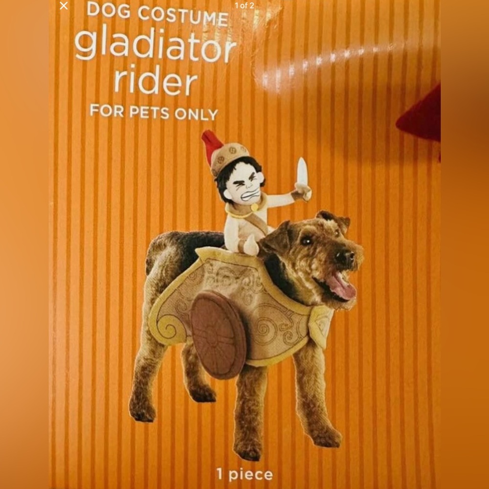 Target gladiator, Warrior X-LARGE DOG COSTUME Plush Gold Yellow Details NEW